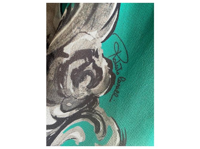 Blusa de seda estampada Roberto Cavalli Negro Blanco Verde Gris - vista 4