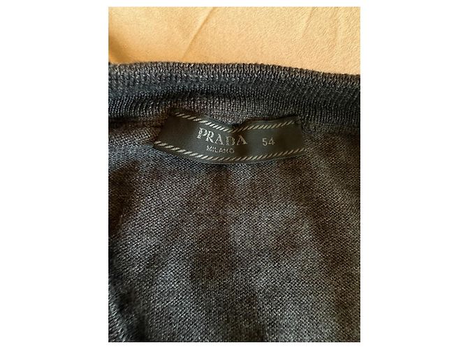 Pull à col en V Prada Gris - vue 2