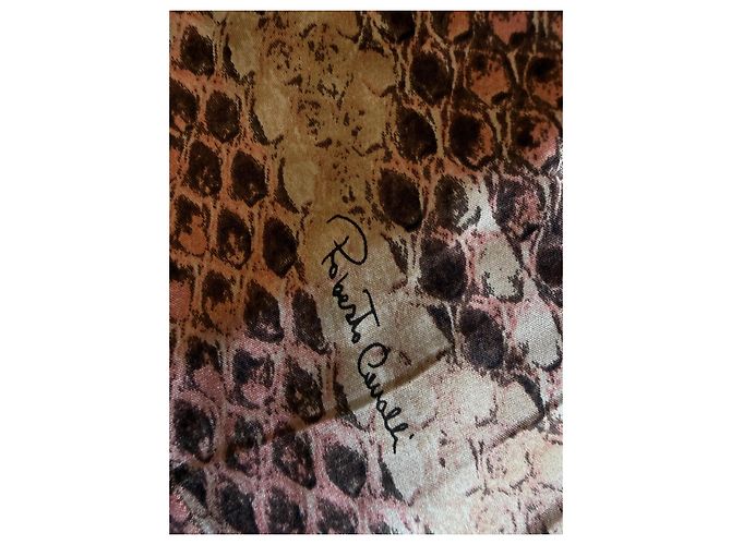Top de seda con estampado de serpiente Roberto Cavalli con detalle de serpiente dorado Castaño Impresión de pitón Gold hardware - vista 4