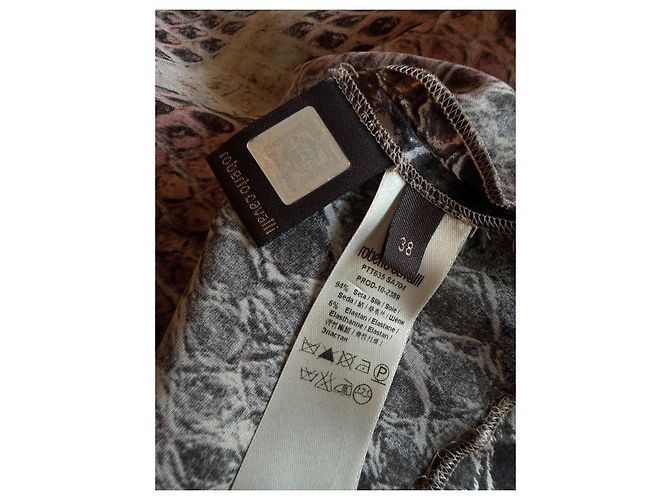 Top de seda con estampado de serpiente Roberto Cavalli con detalle de serpiente dorado Castaño Impresión de pitón Gold hardware - vista 5