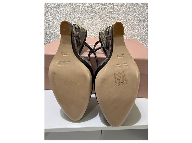 Sandali con zeppa Miu Miu stampa serpente Big Nero Roccia Wedge 37.5 Beige Stampa python - vista 10