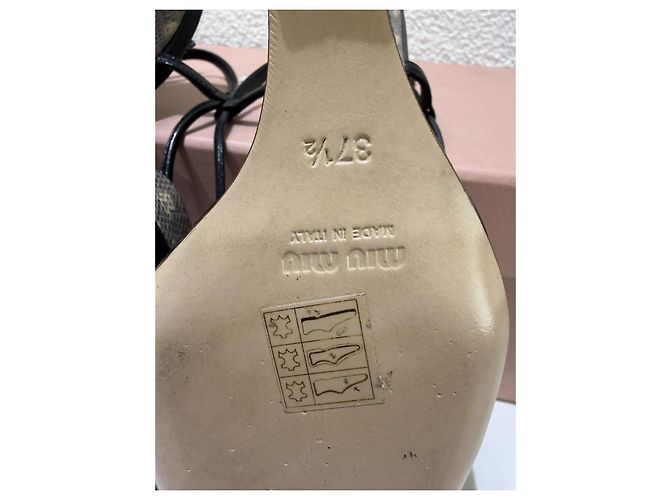 Sandali con zeppa Miu Miu stampa serpente Big Nero Roccia Wedge 37.5 Beige Stampa python - vista 11