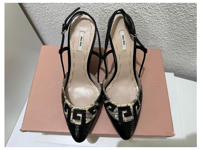 Sandali con zeppa Miu Miu stampa serpente Big Nero Roccia Wedge 37.5 Beige Stampa python - vista 3