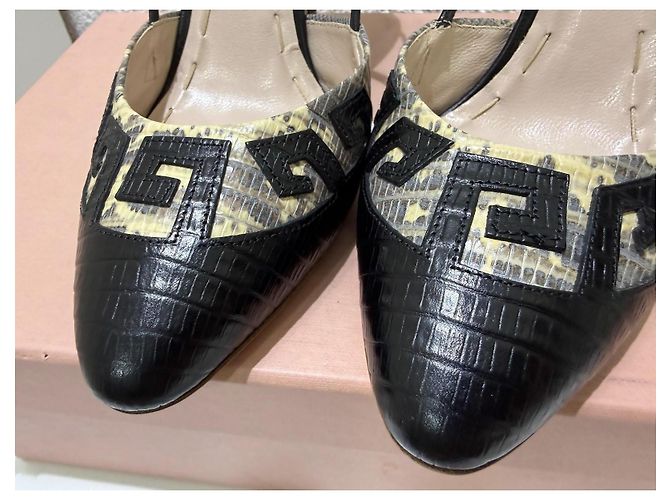 Sandali con zeppa Miu Miu stampa serpente Big Nero Roccia Wedge 37.5 Beige Stampa python - vista 5