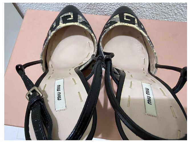 Sandali con zeppa Miu Miu stampa serpente Big Nero Roccia Wedge 37.5 Beige Stampa python - vista 9