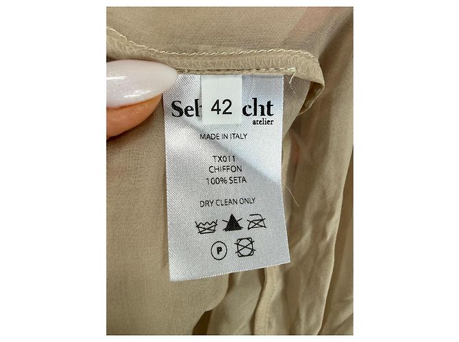 Autre Marque Sehnsucht Atelier Beige Chiffon Maxi-Kleid - Ansicht 3