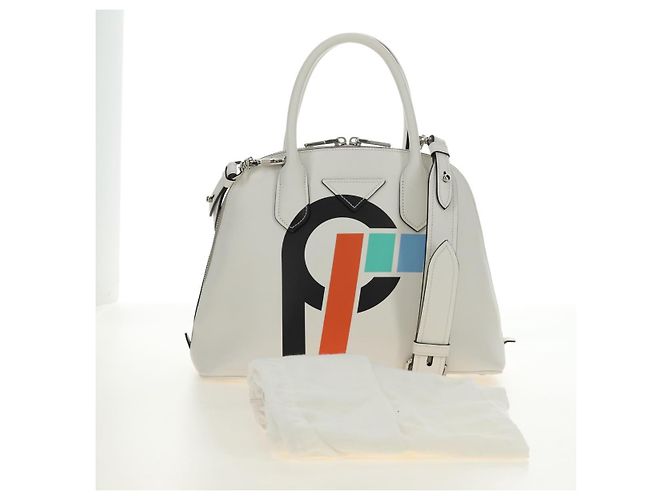Borsa PRADA in pelle 2way Bianco Argento Auth 190398SAM - vista 12