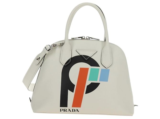 Borsa PRADA in pelle 2way Bianco Argento Auth 190398SAM - vista 13
