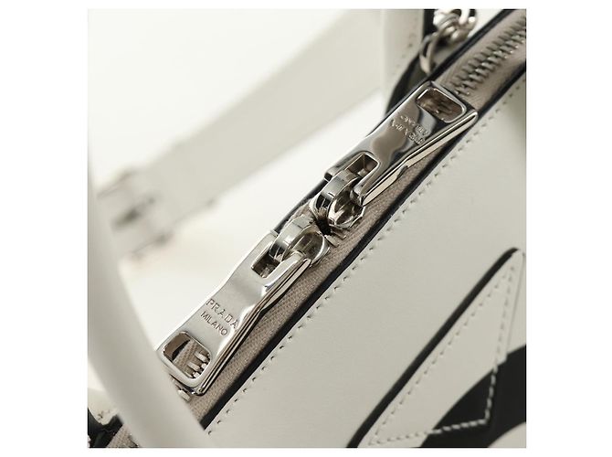 Borsa PRADA in pelle 2way Bianco Argento Auth 190398SAM - vista 23