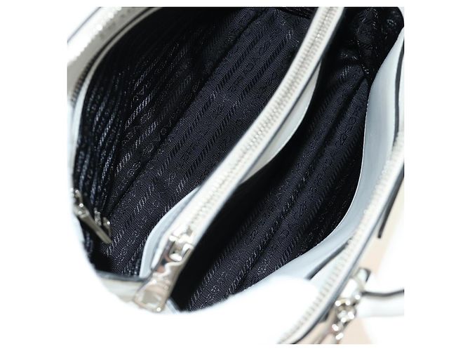Borsa PRADA in pelle 2way Bianco Argento Auth 190398SAM - vista 8