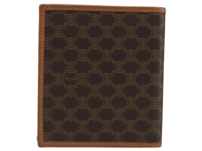 Céline Portafoglio Compatto CELINE Macadam Canvas PVC Pelle Marrone Auth 189986A - Ansicht 2