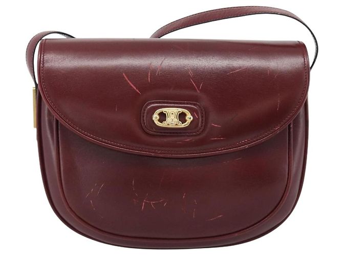 Céline Borsa a Spalla CELINE in Pelle Bordeaux Oro Autentica ar13983 D'oro Bordò - vista 13