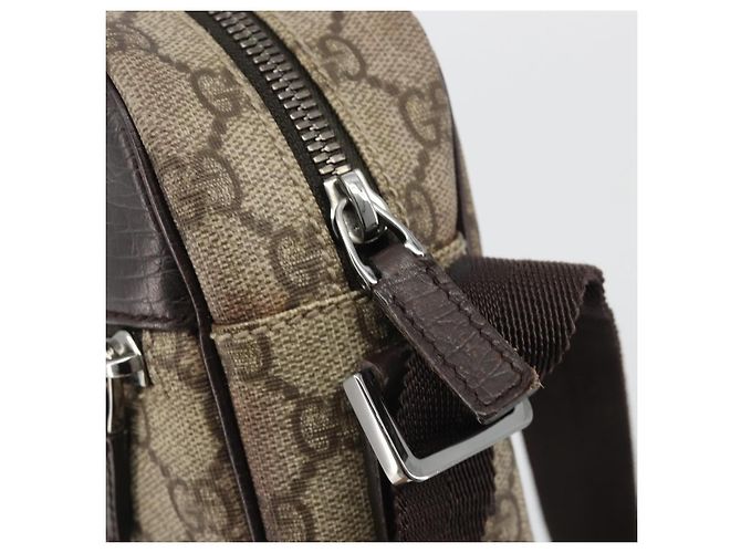 Borsa a tracolla GUCCI GG Supreme in PVC e pelle Beige Argento 114291 Auth ka5174 - vista 10