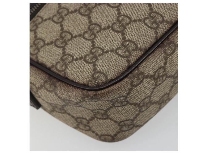 Borsa a tracolla GUCCI GG Supreme in PVC e pelle Beige Argento 114291 Auth ka5174 - vista 14