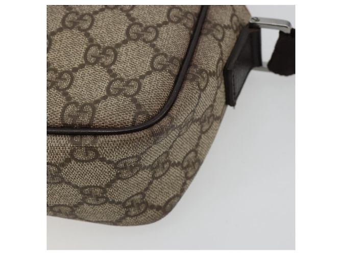Borsa a tracolla GUCCI GG Supreme in PVC e pelle Beige Argento 114291 Auth ka5174 - vista 15