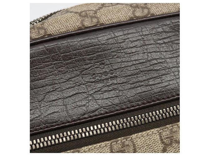 Borsa a tracolla GUCCI GG Supreme in PVC e pelle Beige Argento 114291 Auth ka5174 - vista 17