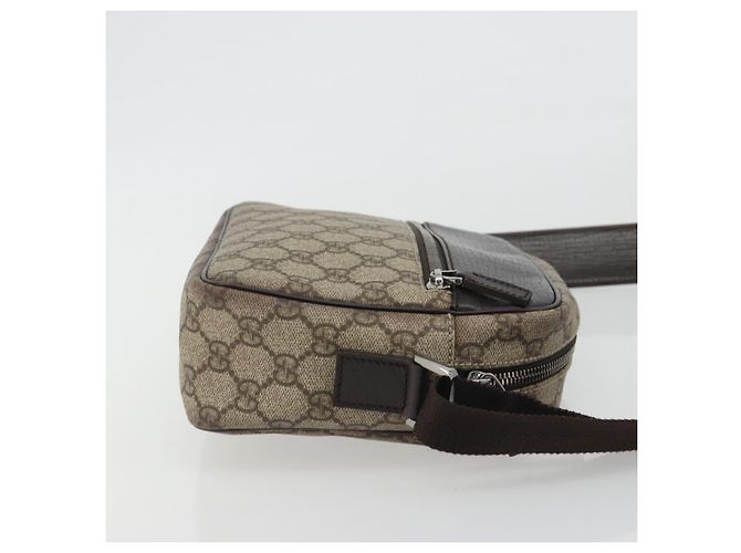 Borsa a tracolla GUCCI GG Supreme in PVC e pelle Beige Argento 114291 Auth ka5174 - vista 3