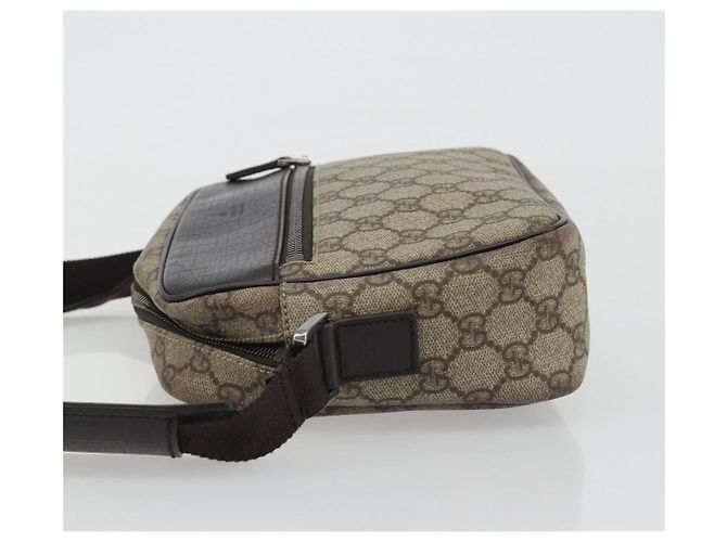 Borsa a tracolla GUCCI GG Supreme in PVC e pelle Beige Argento 114291 Auth ka5174 - vista 4