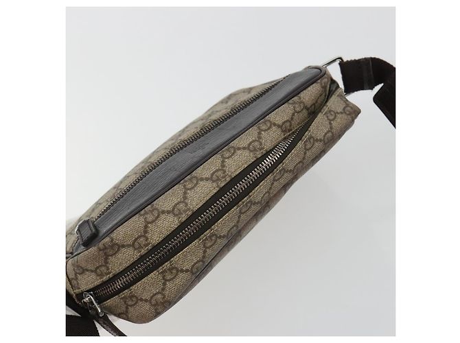 Borsa a tracolla GUCCI GG Supreme in PVC e pelle Beige Argento 114291 Auth ka5174 - vista 6