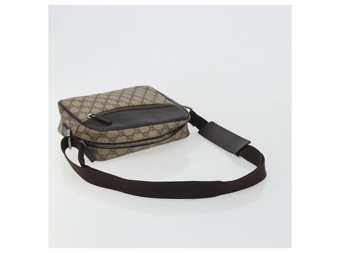 Borsa a tracolla GUCCI GG Supreme in PVC e pelle Beige Argento 114291 Auth ka5174 - vista 7