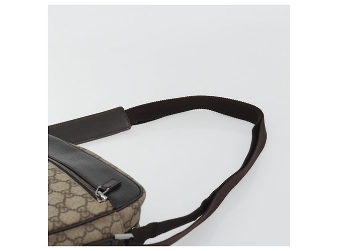 Borsa a tracolla GUCCI GG Supreme in PVC e pelle Beige Argento 114291 Auth ka5174 - vista 8