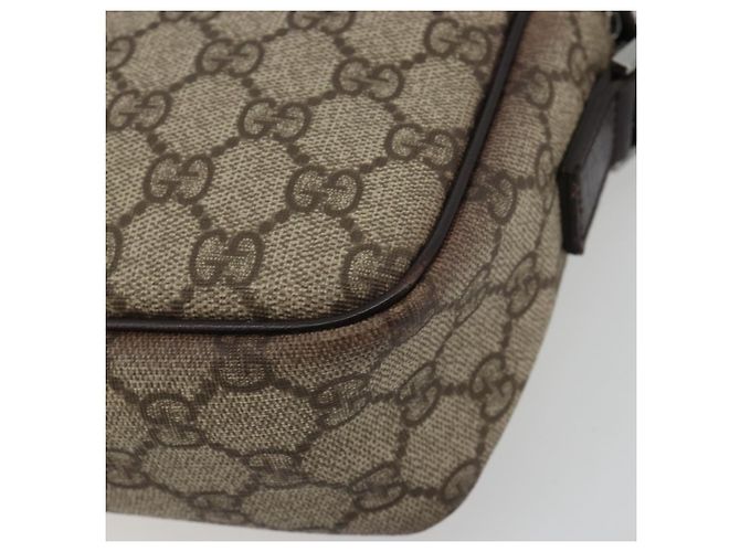 Borsa a tracolla GUCCI GG Supreme in PVC e pelle Beige Argento 114291 Auth ka5174 - vista 9
