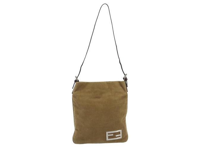 Borsa a tracolla FENDI in velluto a coste beige argento Auth mr2721 - vista 13