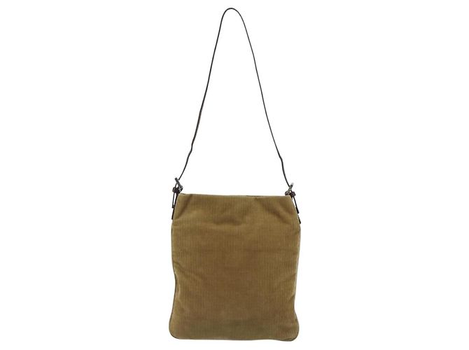 Borsa a tracolla FENDI in velluto a coste beige argento Auth mr2721 - vista 2