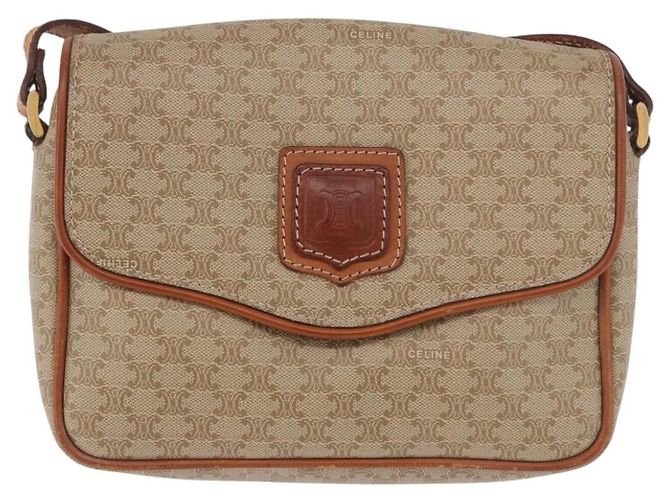 Céline Borsa a Spalla CELINE Macadam Canvas PVC Beige Oro Auth 190500 D'oro - vista 13