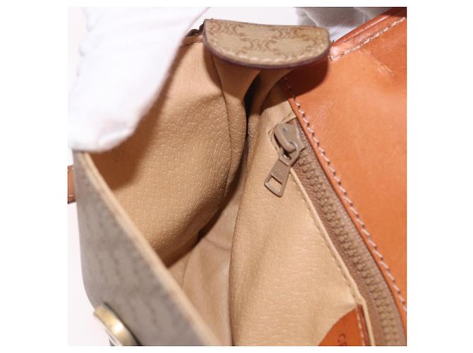 Céline Borsa a Spalla CELINE Macadam Canvas PVC Beige Oro Auth 190500 D'oro - vista 23