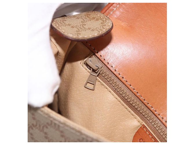 Céline Borsa a Spalla CELINE Macadam Canvas PVC Beige Oro Auth 190500 D'oro - vista 24