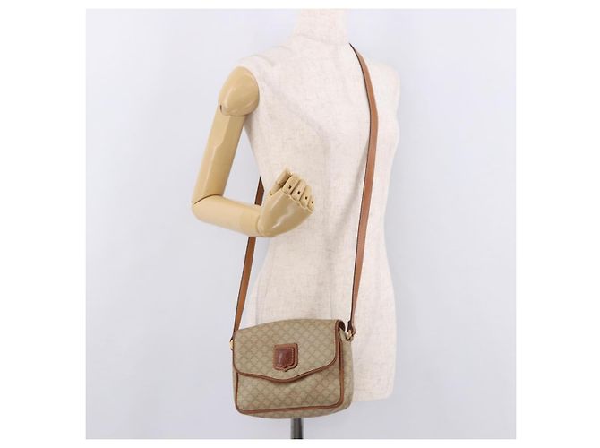 Céline Borsa a Spalla CELINE Macadam Canvas PVC Beige Oro Auth 190500 D'oro - vista 25