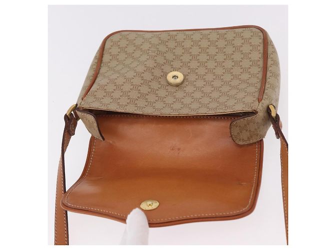 Céline Borsa a Spalla CELINE Macadam Canvas PVC Beige Oro Auth 190500 D'oro - vista 9