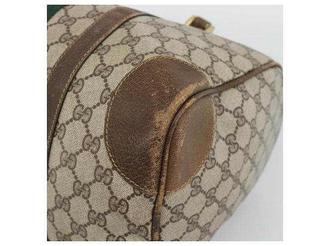 Borsa Boston GUCCI GG Supreme Web Sherry Line in PVC Beige Oro Auth 189420 D'oro - vista 15