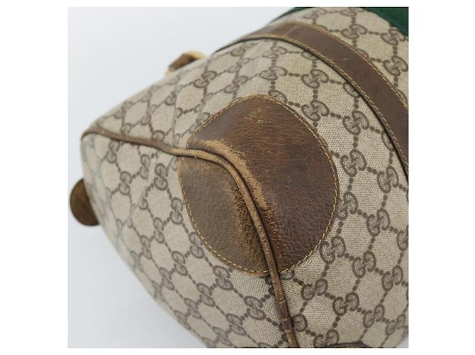 Borsa Boston GUCCI GG Supreme Web Sherry Line in PVC Beige Oro Auth 189420 D'oro - vista 16