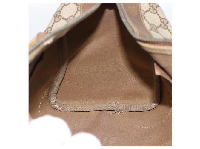 Borsa Boston GUCCI GG Supreme Web Sherry Line in PVC Beige Oro Auth 189420 D'oro - vista 17