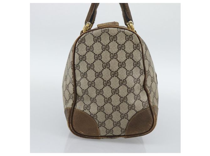 Borsa Boston GUCCI GG Supreme Web Sherry Line in PVC Beige Oro Auth 189420 D'oro - vista 3