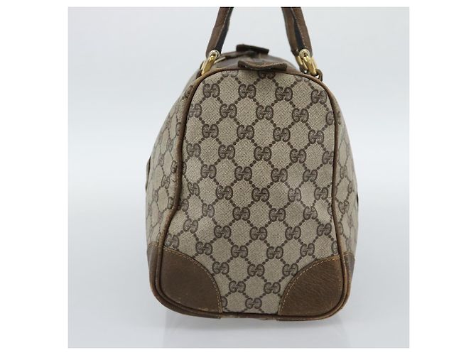 Borsa Boston GUCCI GG Supreme Web Sherry Line in PVC Beige Oro Auth 189420 D'oro - vista 4