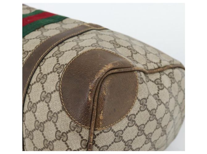 Borsa Boston GUCCI GG Supreme Web Sherry Line in PVC Beige Oro Auth 189420 D'oro - vista 9