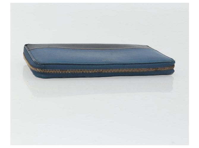 Céline CELINE Long Wallet Leder Blau Schwarz Gold Auth bs35975 Golden - Ansicht 5