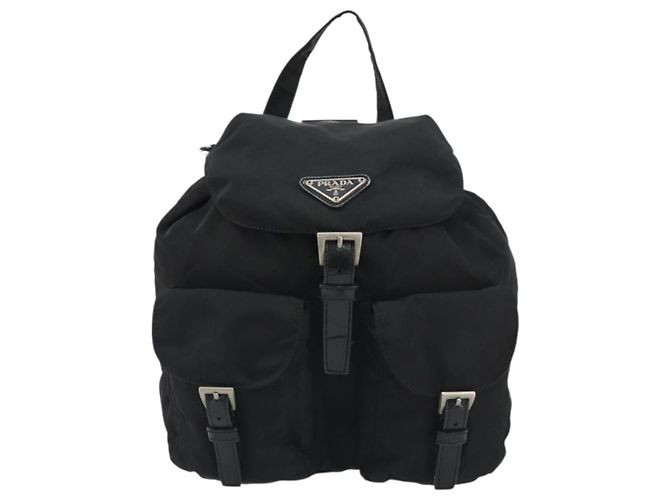 Zaino PRADA Nylon Nero Argento Auth 188430 - vista 13
