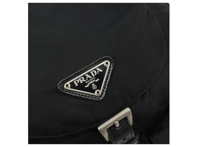 Zaino PRADA Nylon Nero Argento Auth 188430 - vista 19