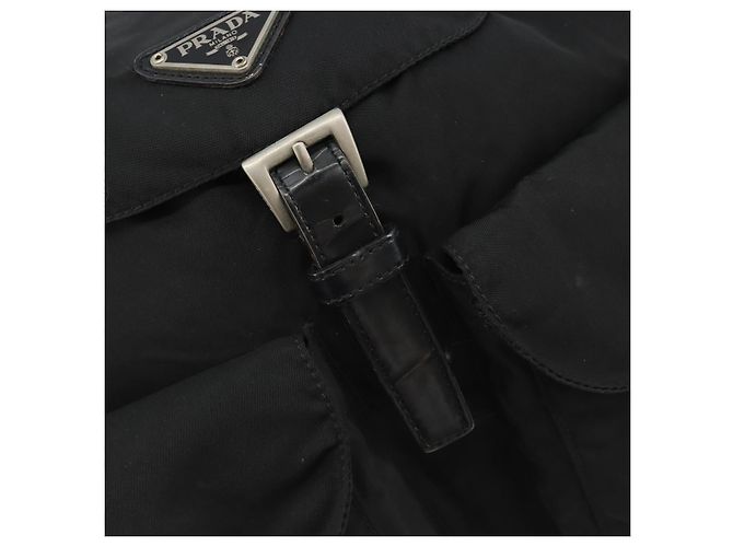 Zaino PRADA Nylon Nero Argento Auth 188430 - vista 20