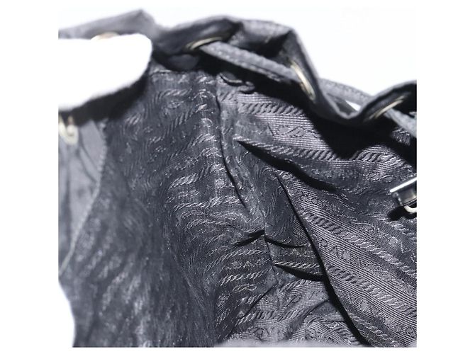 Zaino PRADA Nylon Nero Argento Auth 188430 - vista 25