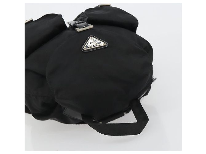 Zaino PRADA Nylon Nero Argento Auth 188430 - vista 6