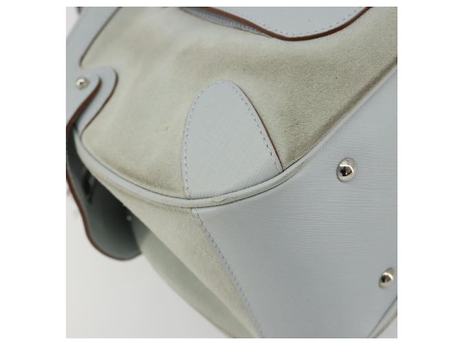 Borsa Salvatore Ferragamo Gancini in pelle e scamosciato azzurro chiaro argento Auth 186612 Blu chiaro - vista 15