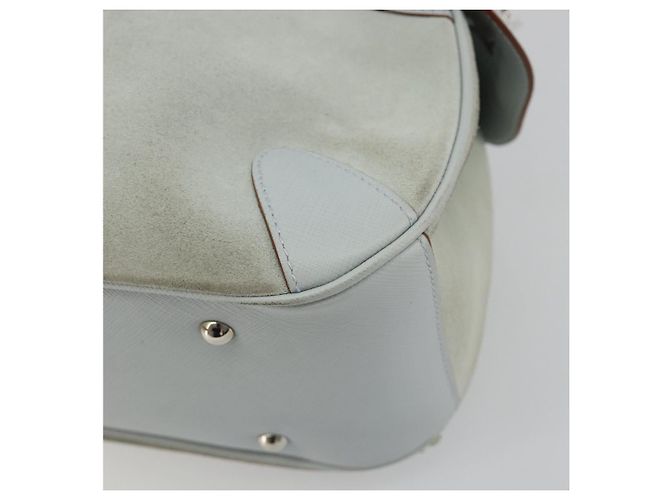 Borsa Salvatore Ferragamo Gancini in pelle e scamosciato azzurro chiaro argento Auth 186612 Blu chiaro - vista 16