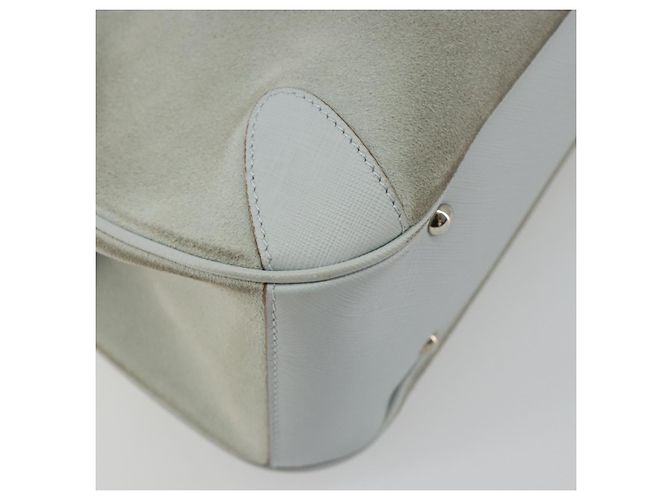 Borsa Salvatore Ferragamo Gancini in pelle e scamosciato azzurro chiaro argento Auth 186612 Blu chiaro - vista 17