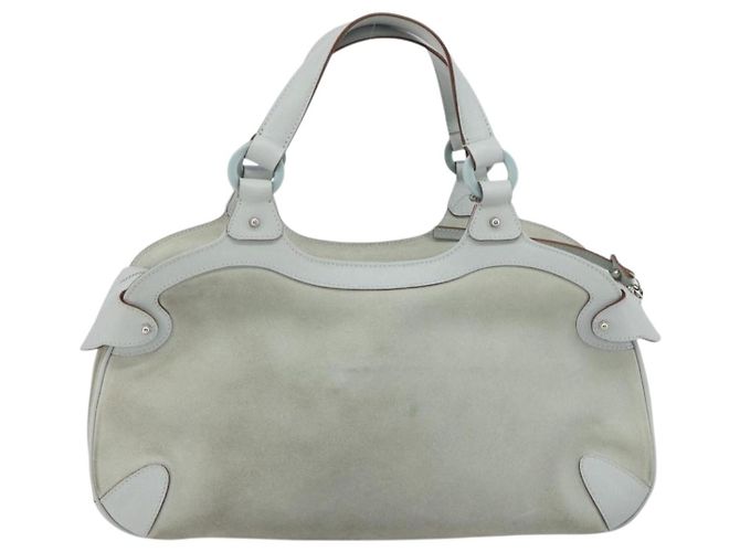 Borsa Salvatore Ferragamo Gancini in pelle e scamosciato azzurro chiaro argento Auth 186612 Blu chiaro - vista 2