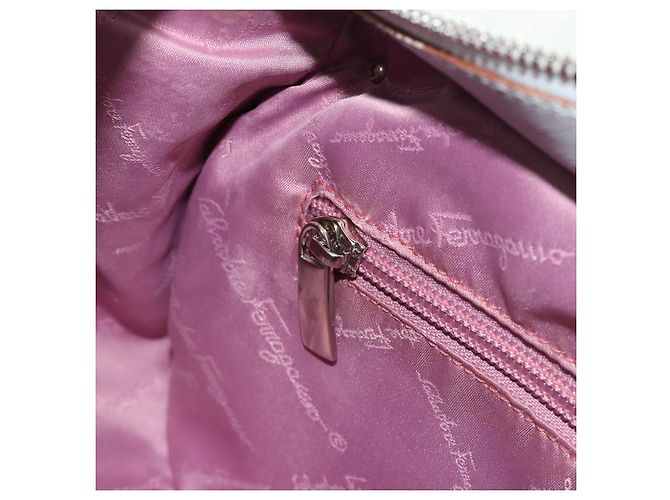 Borsa Salvatore Ferragamo Gancini in pelle e scamosciato azzurro chiaro argento Auth 186612 Blu chiaro - vista 22